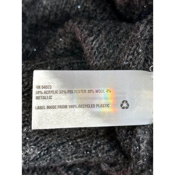 Gap Charcoal Gray Silver Metallic Wool Blend Button Front Cardigan - Picture 8 of 9